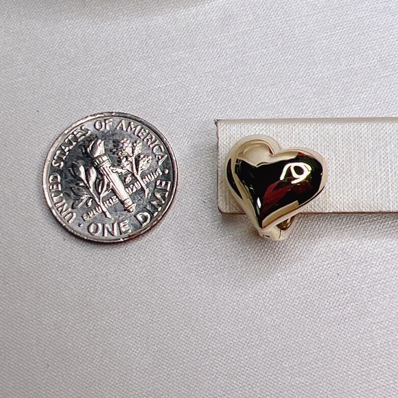 Puffed Heart Huggie Hoop Earrings - Picture 9 of 9